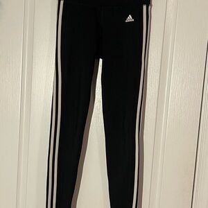 Adidas Black Leggings with White Stripes